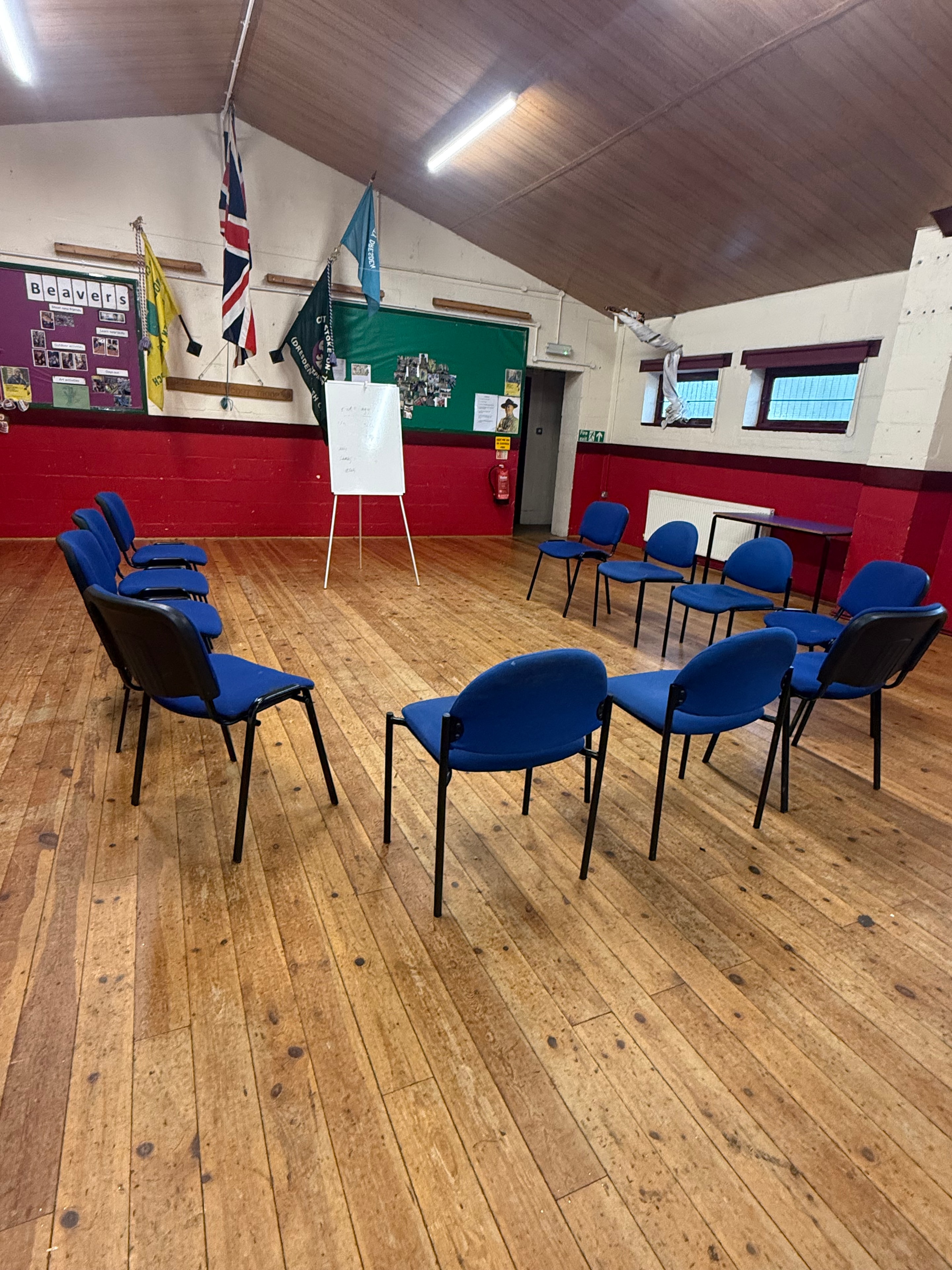 Community hall set up with chairs for a Women's Health Circles session